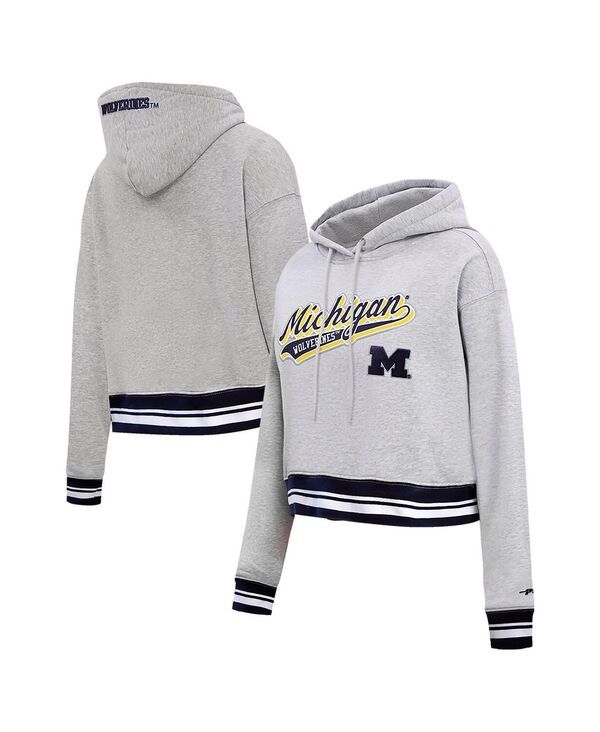 プロスタンダード レディース アウター パーカー・スウェット クロップド フリース Pro Standard Womens Heather Gray Michigan Wolverinescripta