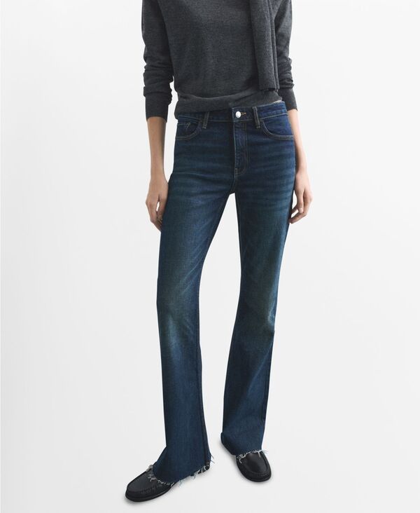 マンゴ レディース ボトムス デニムパンツ ジーンズ MANGO Womens Fiona Flared MidRise Jeans Dark Blue ブルー