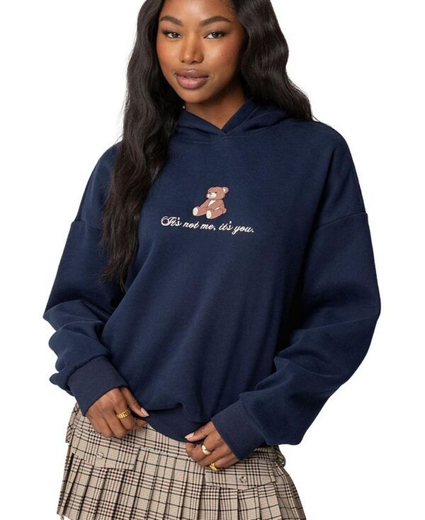 アディクテッド レディース アウター パーカー・スウェット パーカー Edikted Womens Teddy Bear Hoodie Navy ネイビー 14,896円