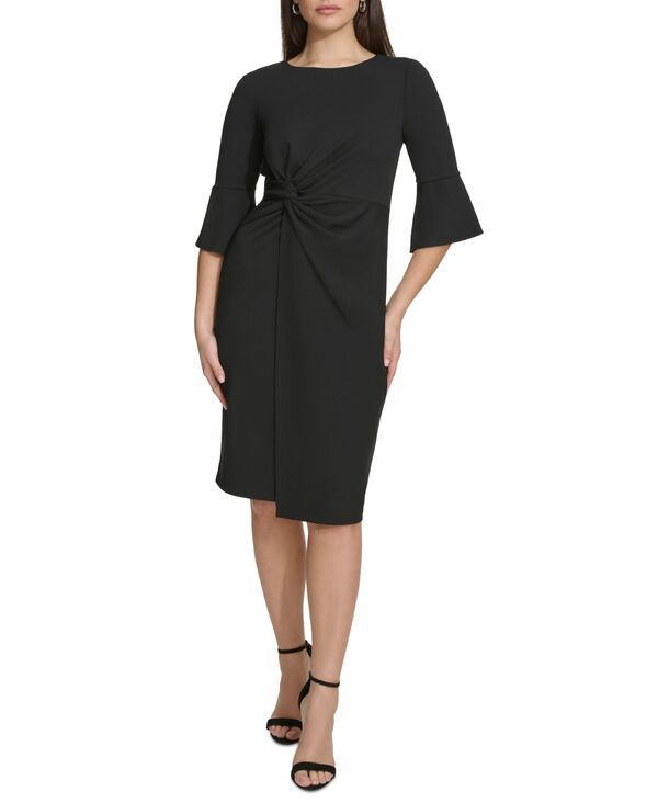 ケンジー レディース トップス ワンピース kensie Womens TwistFront Sheath Dress with Bell Sleeves Black ブラック 15,185円