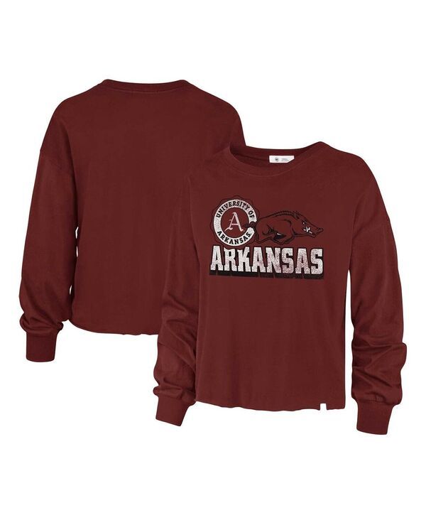 47 ブランド レディース トップス Tシャツ 47 Brand Womens Cardinal Distressed Arkansas Razorbacks Bottom Line Parkway