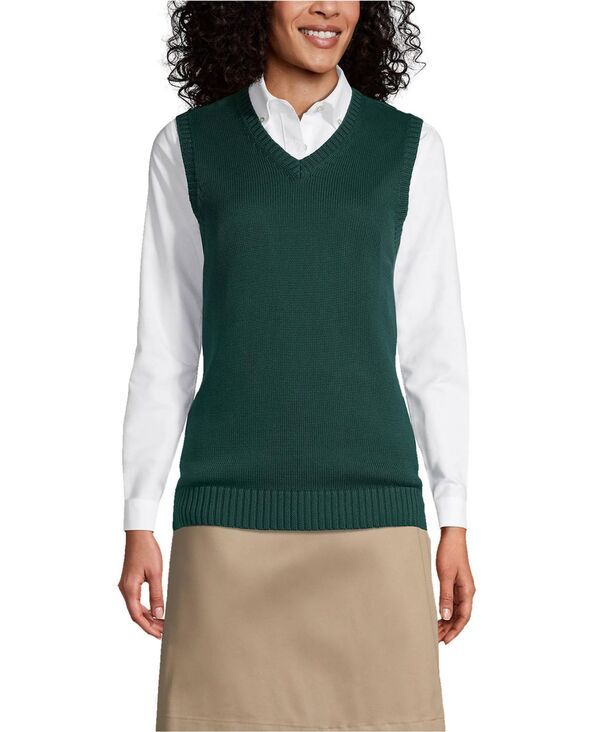 ランズエンド レディース アウター ニット・セーター ベスト コットン Lands End Womens Cotton Modal Sweater Vest Evergreen