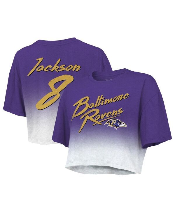 マジェスティック レディース トップス Tシャツ Majestic Womens Threads Lamar Jackson Purple White Baltimore Ravens DripDye 11,294円