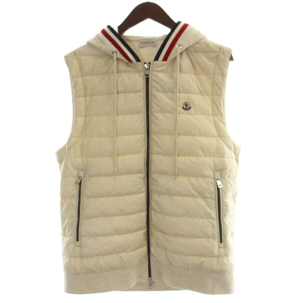 モンクレール MONCLER ダウンベスト ジャケット ベージュ グレー フード付き 無地 D1091842040080985 /AP ■GY62