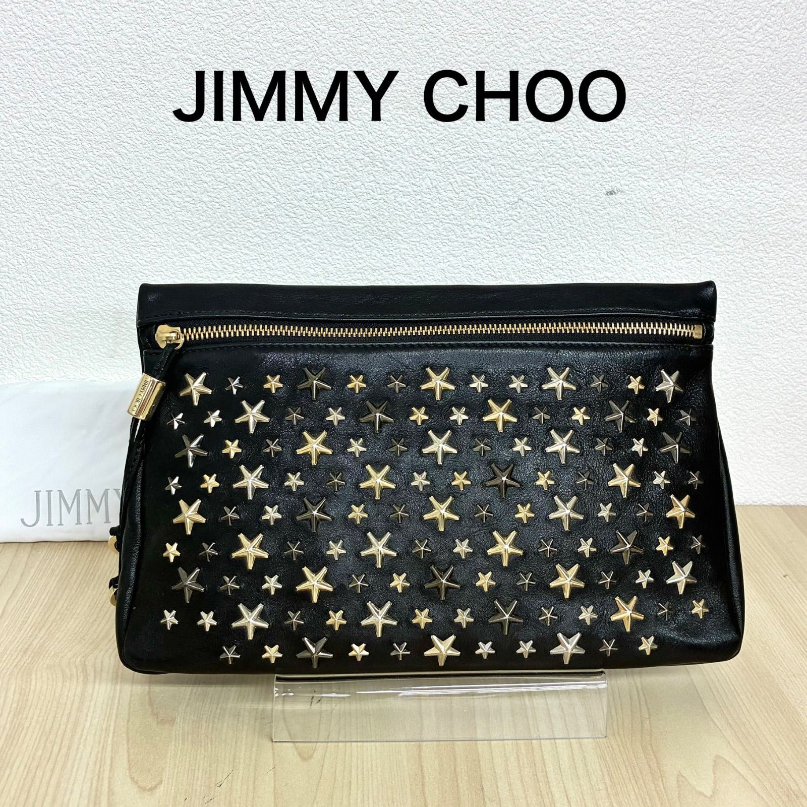 ジミーチュウ JIMMY CHOO】美品！スタースタッズクラッチバッグ 