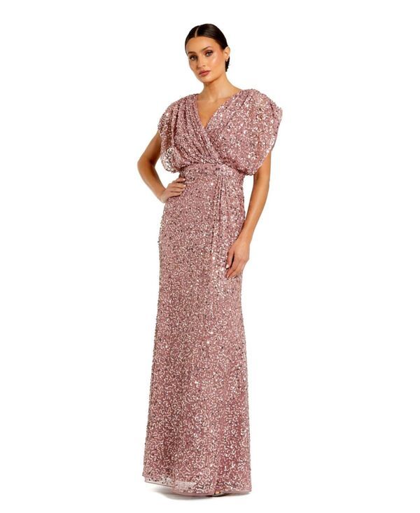 マックダガル レディース トップス ワンピース Vネック ドレープ Mac Duggal Womens Draped Sleeve V Neck Gown Vintage lilac ライラック