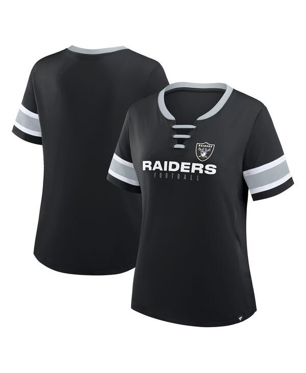 ファナティクス レディース トップス Tシャツ レース Fanatics Womens Black Las Vegas Raiders Redzone Draw Play Athena LaceUp