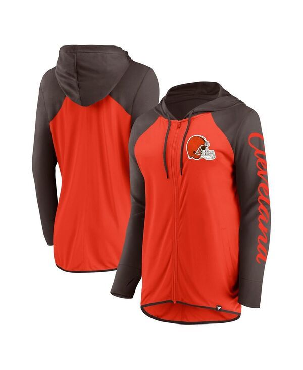 ファナティクス レディース アウター パーカー・スウェット Fanatics Womens OrangeBrown Cleveland Brownscript FullZip Hoodie Orang
