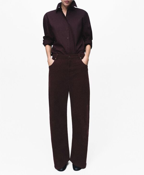 マンゴ レディース ボトムス デニムパンツ ワイドレッグ コーデュロイ ジーンズ MANGO Womens Wide Leg Corduroy Jeans Wine ワイン 12,690円