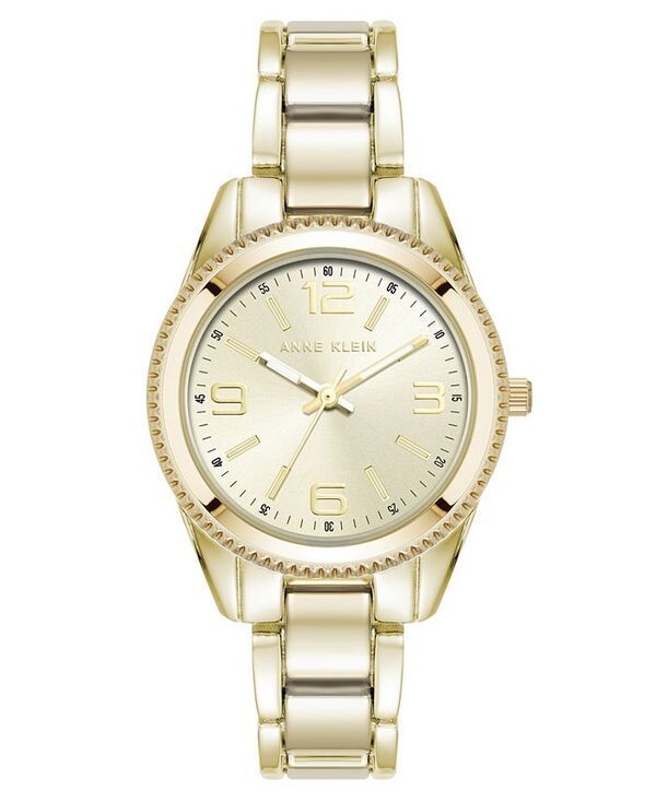 アンクライン レディース アクセサリー 腕時計 Anne Klein Womens Quartz Bold Coin Edge Bezel GoldTone Alloy Metal Watch 32m