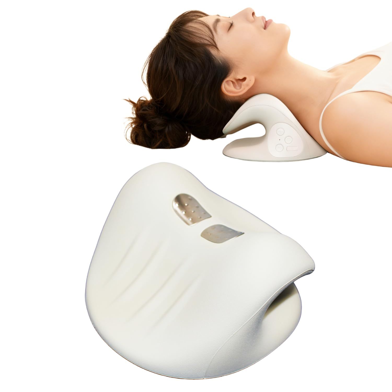 SaiEL あったか ネックキュア ネックピロー EMS 温熱 ヒーティング ストレッチ 枕 低周波 電気刺激 首元ケア リラクゼーション 癒し グッズ ネック ストレッチャー コードレス 充電式 持ち運び 自宅 オフィス 敬老の日 母の日 26f6271a