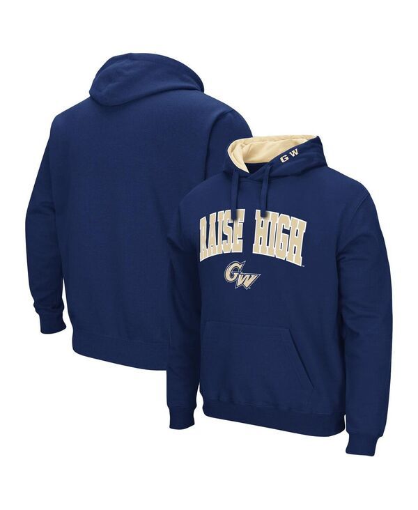 コロシアム メンズ アウター パーカー・スウェット ロゴ パーカー Colosseum Mens Navy Gw Colonials Arch and Logo Pullover Hoodie Nav