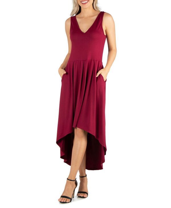 24 セブンコンフォート レディース トップス ワンピース ノースリーブ 24seven Comfort Apparel Womens Sleeveless Fit and Flare High Lo