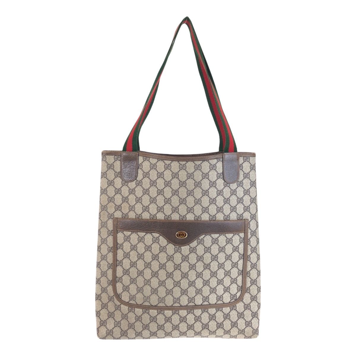 美品 GUCCI グッチ ヴィンテージ シェリーライン ベージュ ブラウン GG 