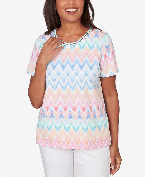 アルフレッド ダナー レディース トップス Tシャツ Alfredunner Womens Chevron Beaded Neck Tshirt Pastel