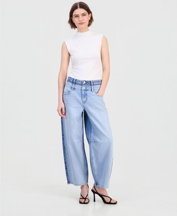 バースリー レディース ボトムス デニムパンツ ジーンズ Bar III Womens HighRise BarrelLeg Jeans Light Wash