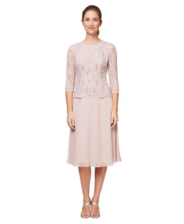 アレックスイブニングス レディース トップス ワンピース プチ Alex Evenings Petite CowlBack TeaLength Dresshell Pink ピンク 36,920円