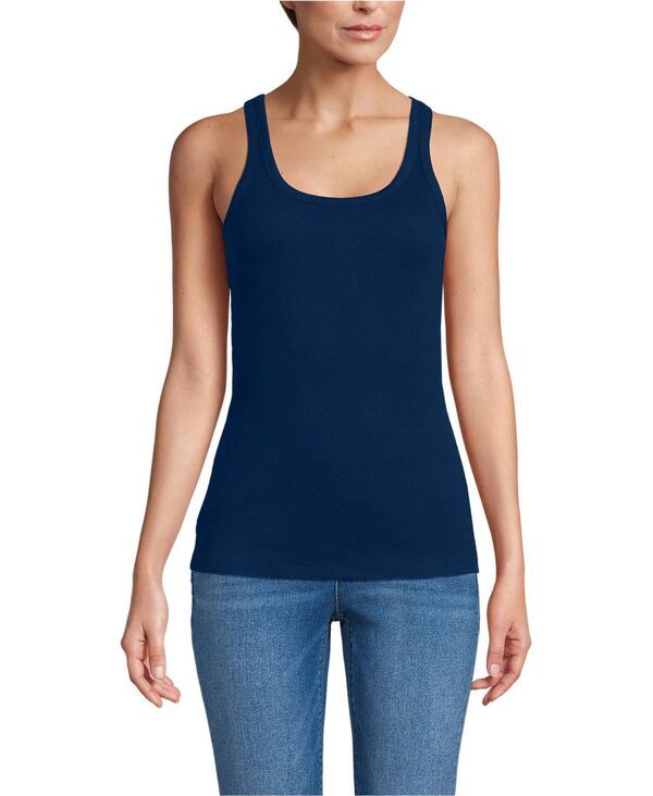 【送料無料】 ランズエンド レディース タンクトップ トップス Womens Micro Rib GoTo Layering Tank Top Deep sea navy 7,110円