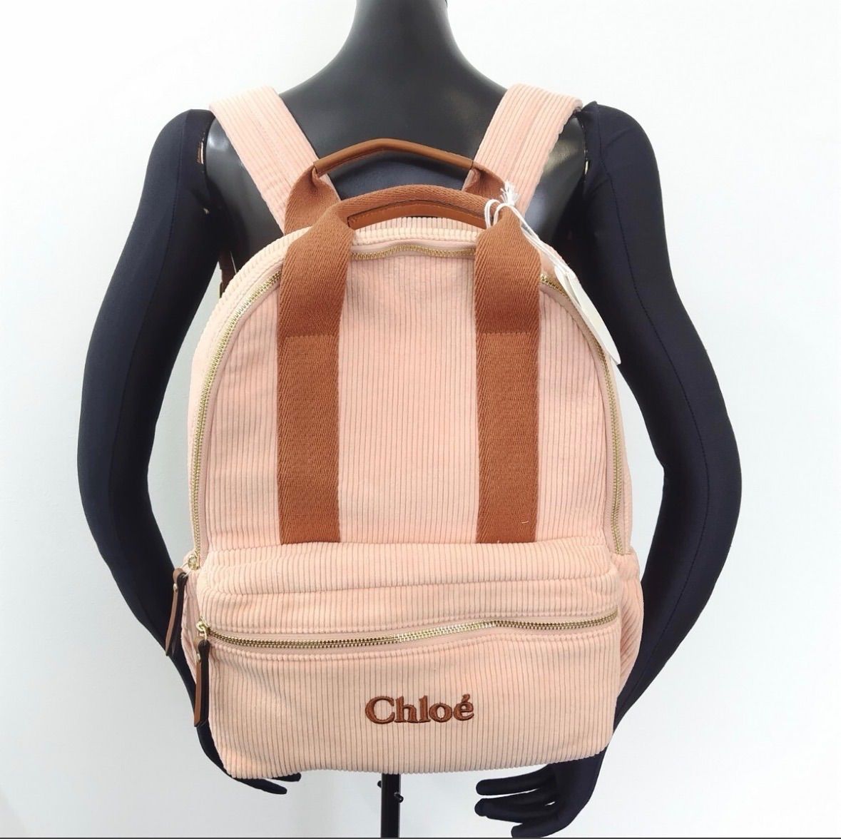 R(0413x5) 未使用 Chloe クロエ Chloe KIDS コーデュロイ バックパック