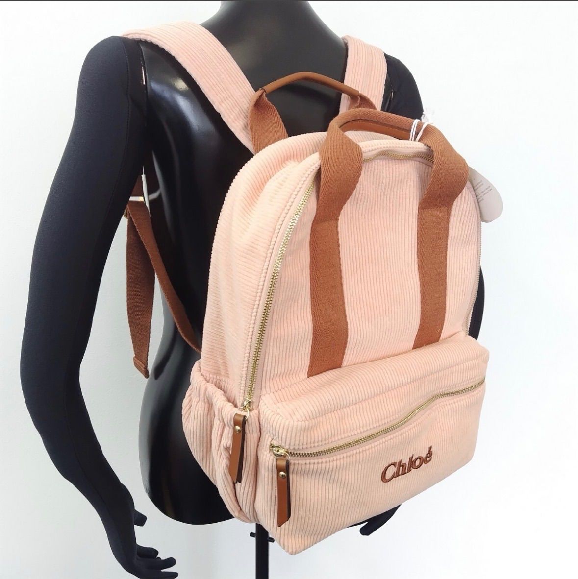 R(0413x5) 未使用 Chloe クロエ Chloe KIDS コーデュロイ バックパック
