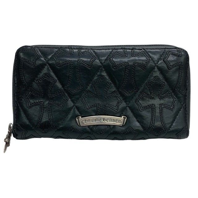 CHROME HEARTS/クロムハーツ/REC FZP CEME QLT/セメタリーキルテッド クロス/ラウンドファスナー/長財布/ブラック/FC3735
