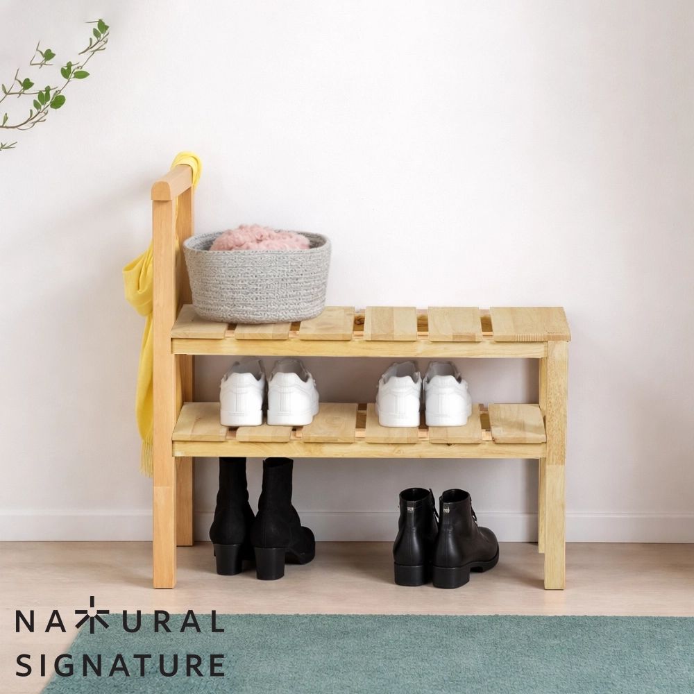 天然木 玄関ベンチ 4920 / Natural Signature シューズラック 椅子 腰掛け 収納 北欧