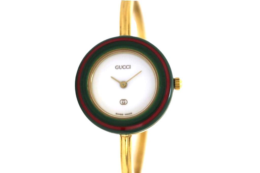1.美品 グッチ GUCCI 時計 1100 チェンジベゼル GUCCI グッチ チェンジベゼル 1100-L 腕時計 GP 金メッキ ホワイト