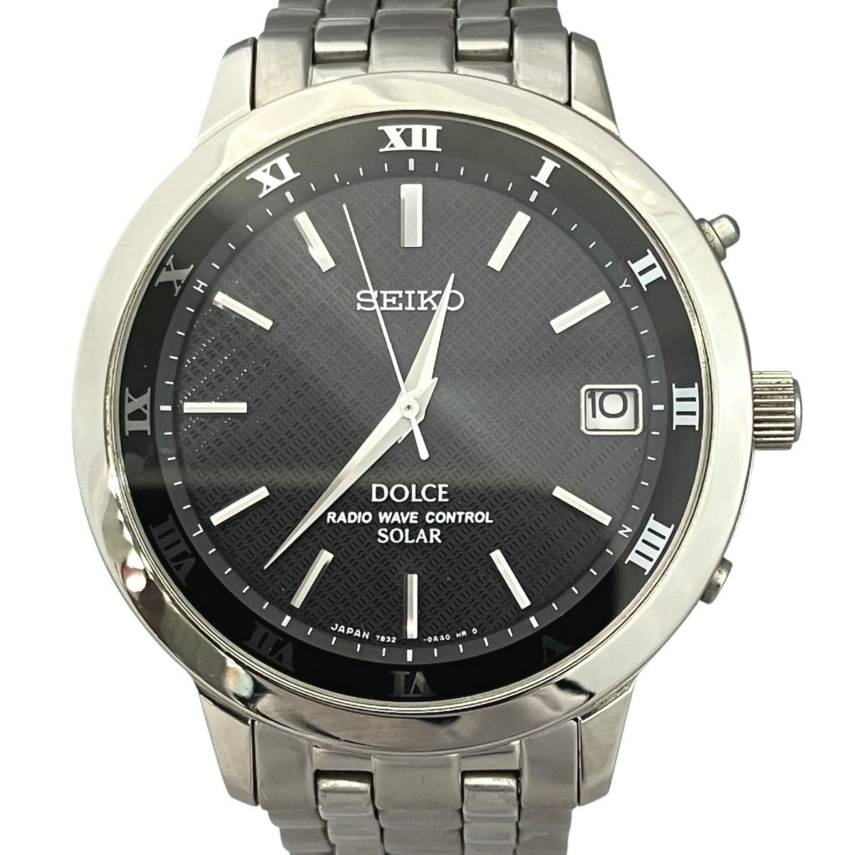 セイコー　ドルチェ 腕時計 7B32-0AA1 デイト ソーラー　ローマン セイコー SEIKO ドルチェ 腕時計 総重量約84g SS SS ソーラー ブラック