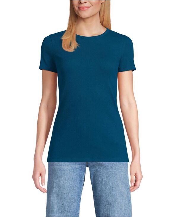 ランズエンド レディース トップス Tシャツ Lands End Womens Micro Rib TShirt Baltic teal ティール