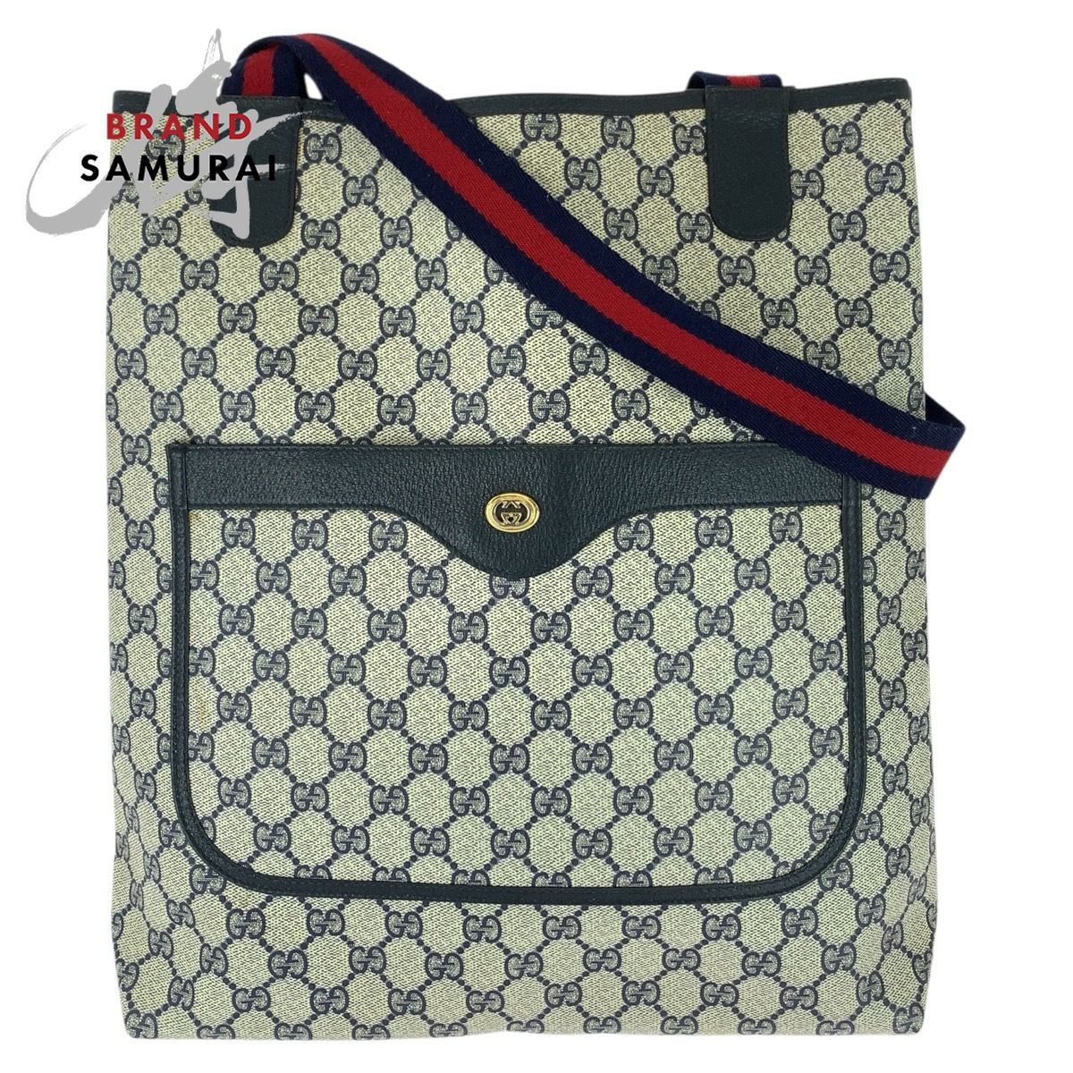 美品 GUCCI グッチ オールドグッチ シェリーライン ネイビー レッド GG