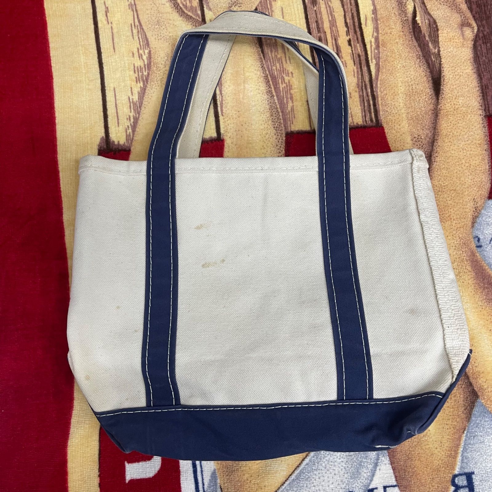 L.L.Bean ボートアンドトート USA製 刺繍Hネイビー - メルカリ