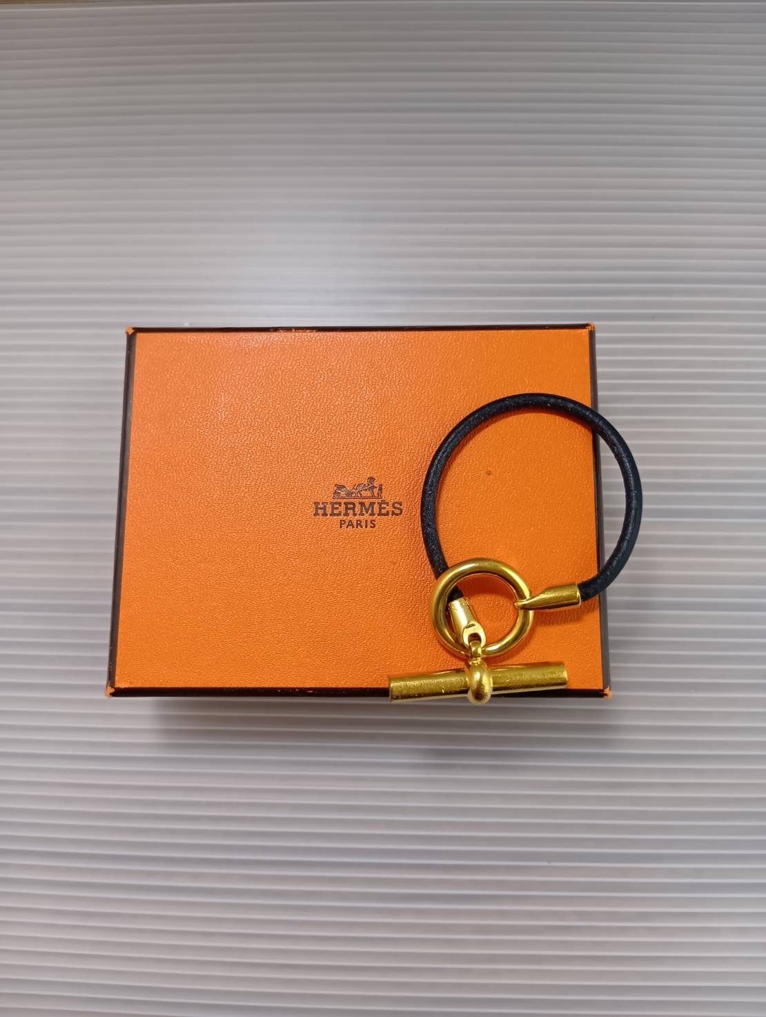 HERMES エルメス グレナン レザー ゴールド金具 ブレスレット 箱付き