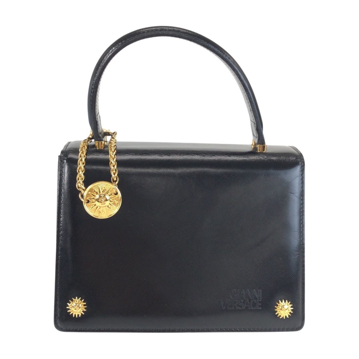 美品 VERSACE ヴェルサーチ サンバースト ブラック 黒 ゴールド金具