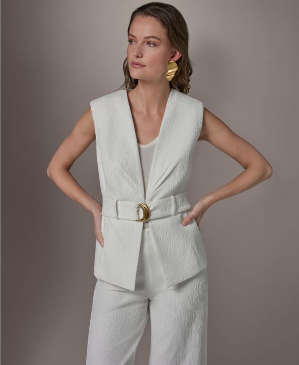 ダナ キャラン ニューヨーク レディース アウター ジャケット・ブルゾン ベスト Donna Karanew York Womens Belted Vest Cream クリーム