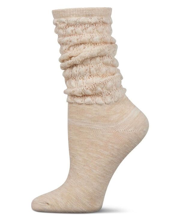 メモイ レディース アンダーウェア 靴下 ニット MeMoi Womens Contessa Loose Knit Slub Extended Crew Socks Oatmeal オートミール 5,936円