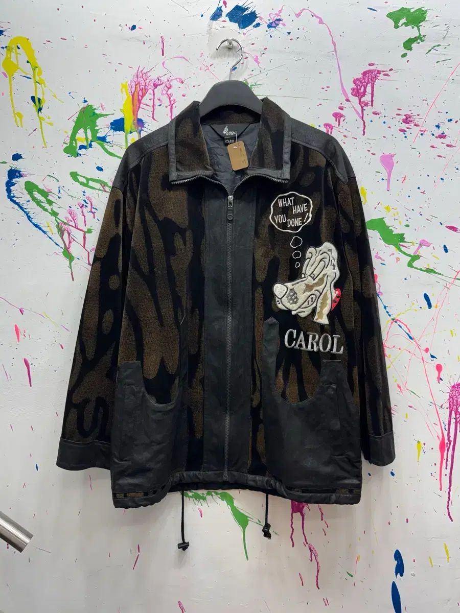 00s Made in Japan CAROL WIDE VILLAGE ジャカード ジップアップ ジャケット L