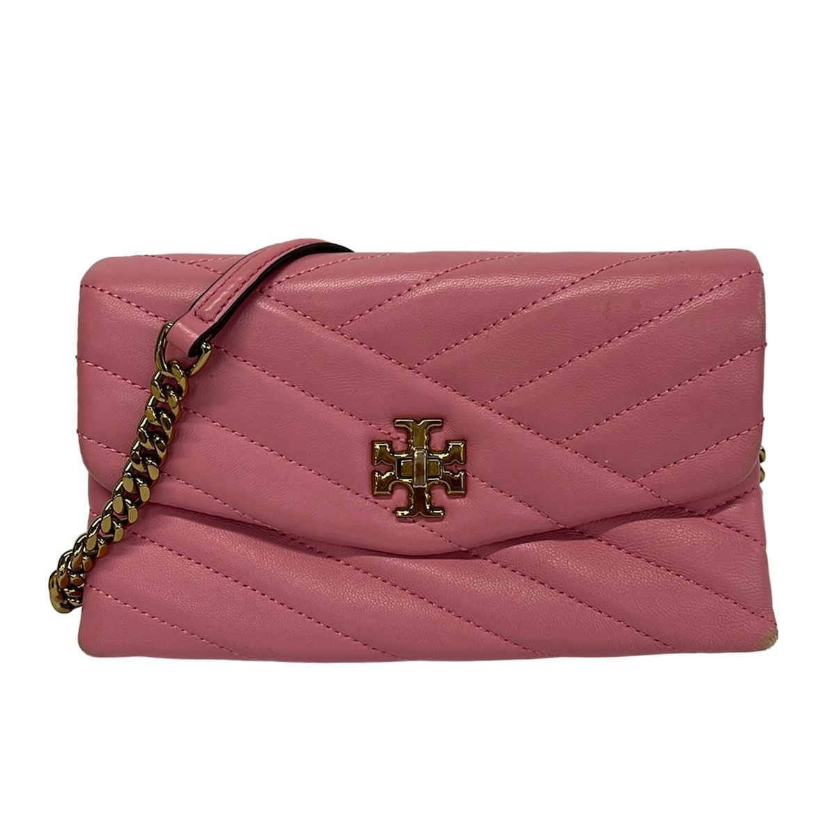 TORY BURCH(トリーバーチ) 財布 - 64068 ピンク チェーンウォレット/キルティング レザー