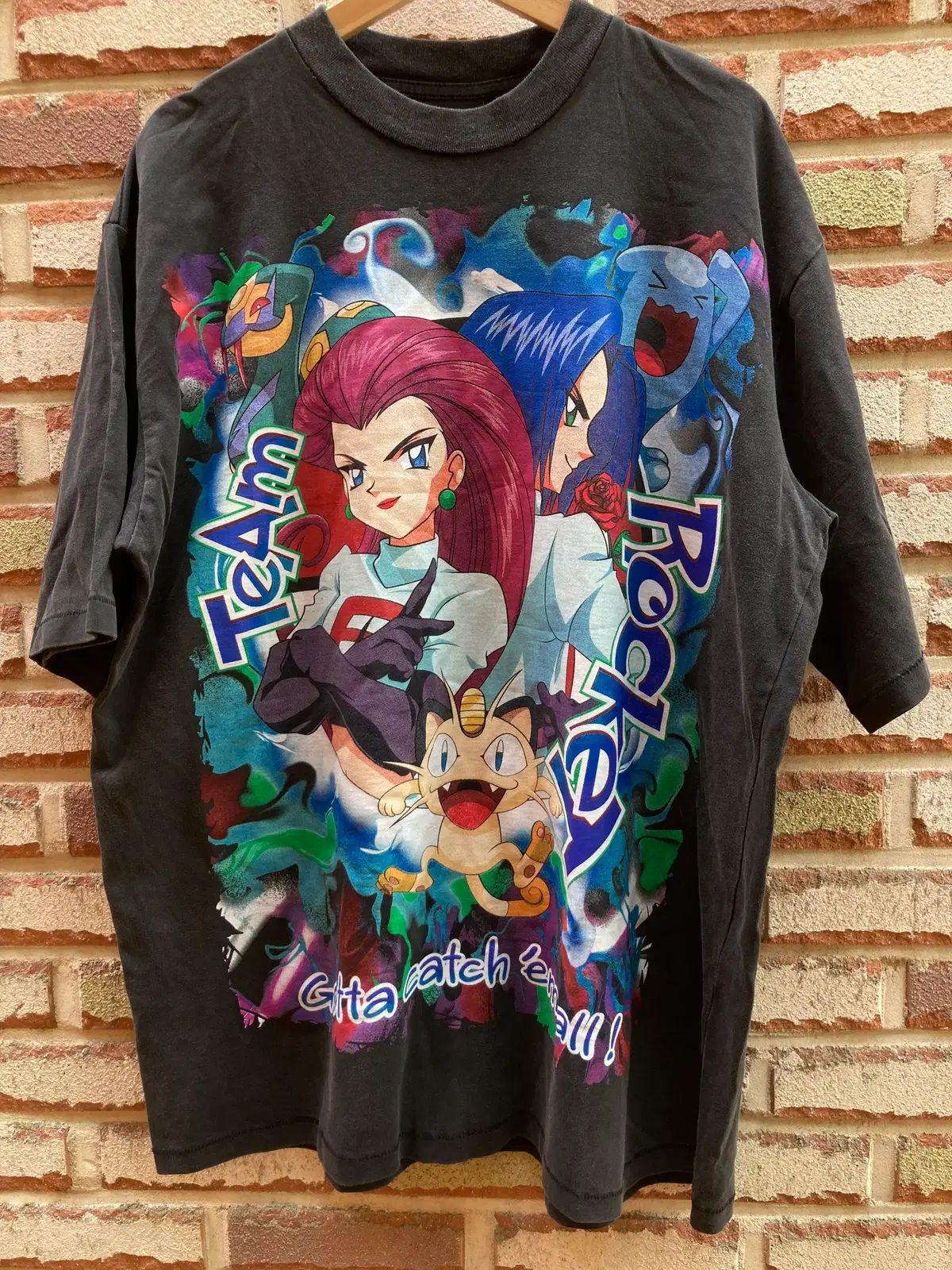 XXL ポケットモンスター ロケット団 & ジウ(JIWOO) アニメ グラフィック ブートレッグ 半袖 Tシャツ