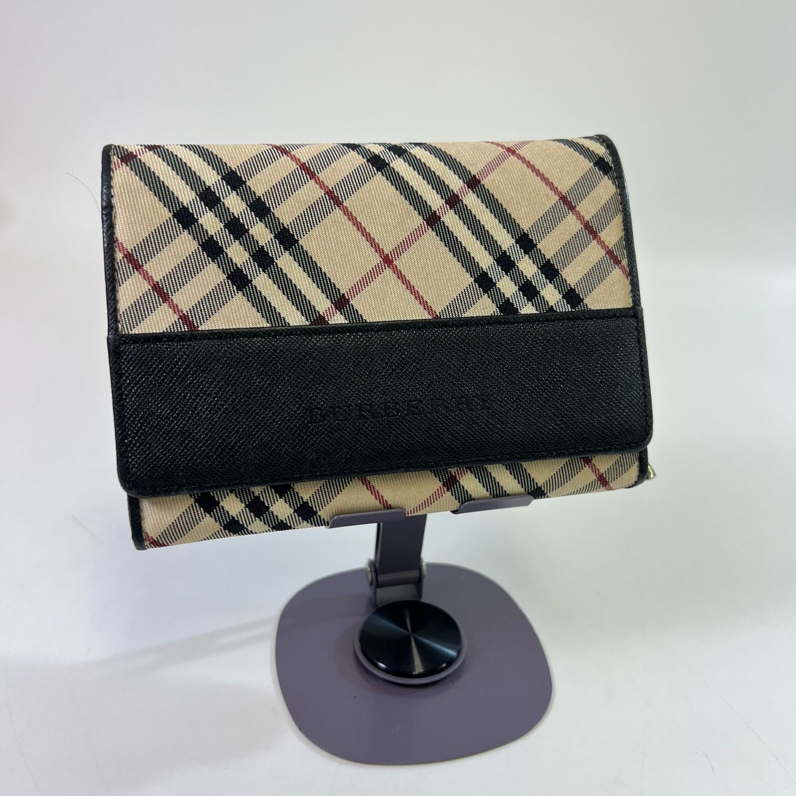 【定番】 BURBERRY バーバリー ノバチェック 長財布 ブラック レザー レディース 26070411