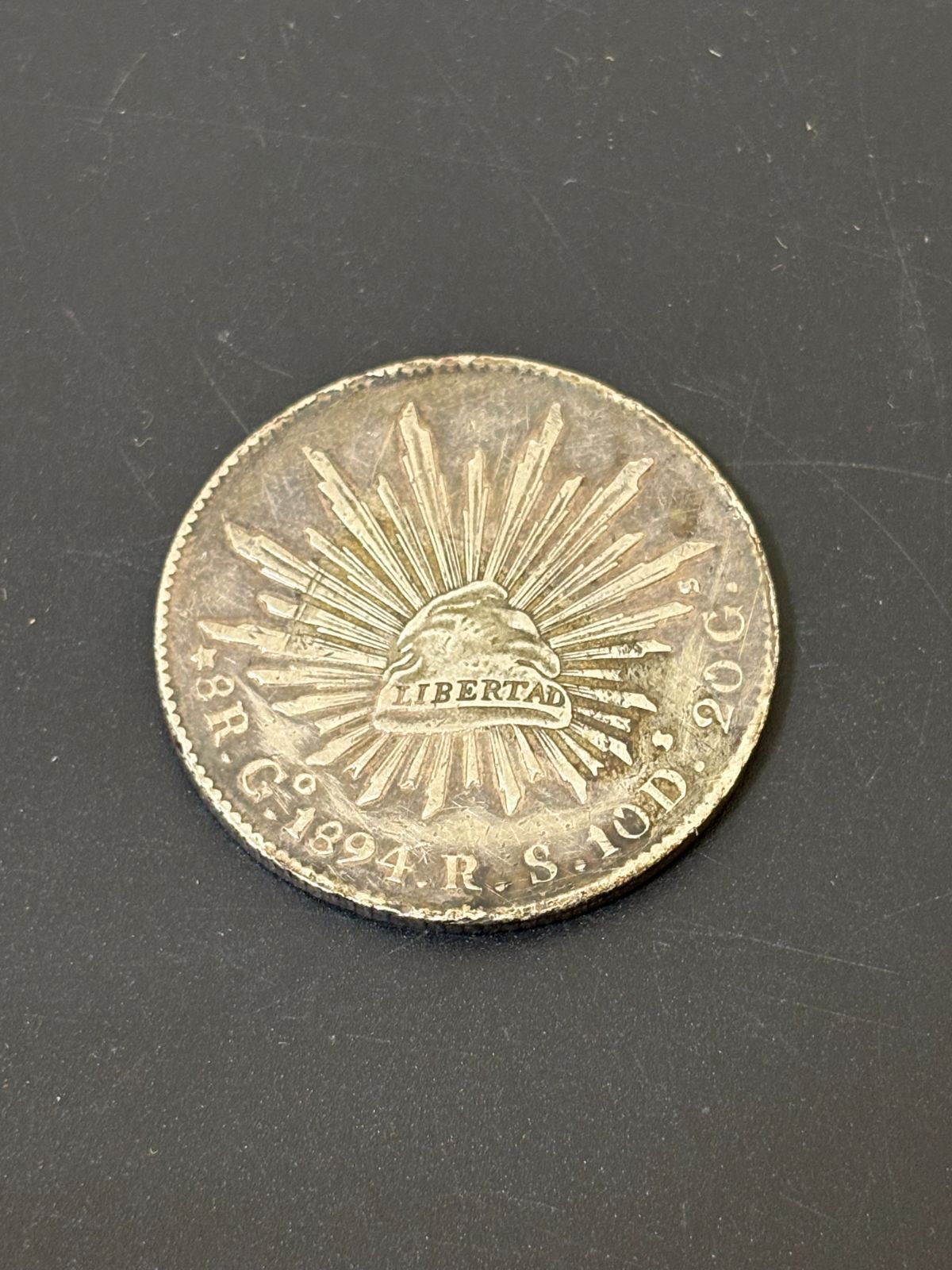 【34073】 メキシコ 8レアル銀貨 1894年 貿易銀 銀貨 古銭 硬貨 海外 アンティーク コレクション 直径 約39㎜ 重量 約27g