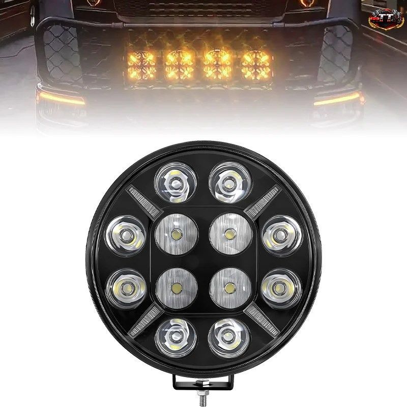 9インチ ラウンド オフロード LED ドライビング トラック ワーク スポットライト ヘッドライト ホワイト フラッシュ ターンシグナル ライト 11,304円