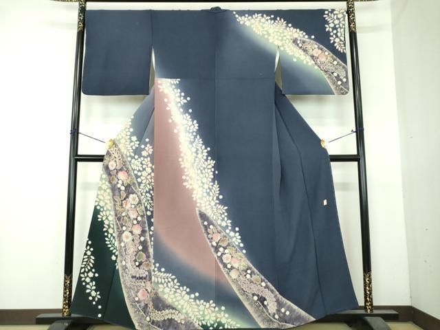 平和屋着物●十日町　名門　滝泰謹製　訪問着　絞り　辻が花　暈し染め　金彩　正絹　逸品　DABI6221ps