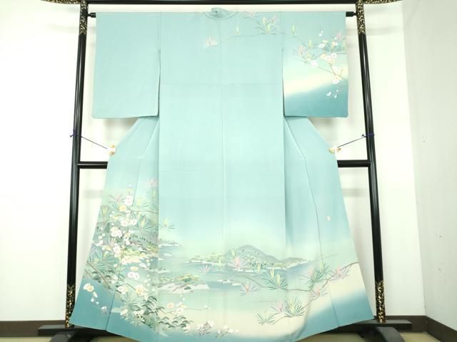 平和屋着物●訪問着　友禅　作家物　風景花文　暈し染め　正絹　逸品　DABI6235ps