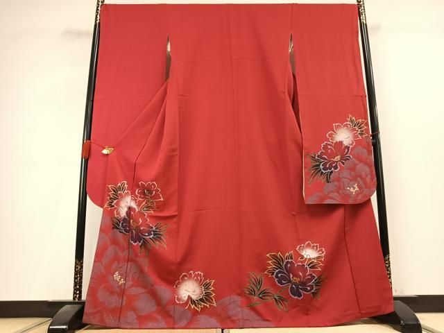 平和屋着物●豪華振袖　草花文　暈し染め　金彩　正絹　逸品　AABK8072fy