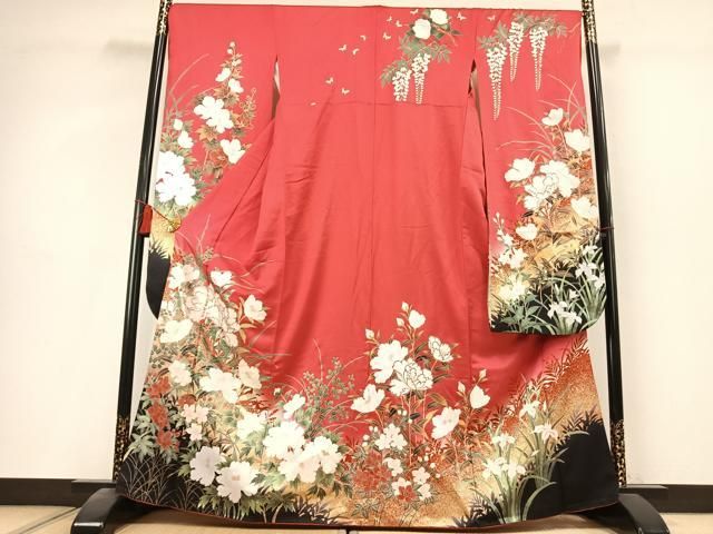 平和屋着物●豪華振袖　草花文　暈し染め　金彩　京都きもの友禅扱い　正絹　逸品　AABK8089fy 27,885円