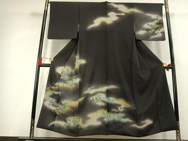 平和屋着物●訪問着　枝葉シルエット　暈し染め　正絹　逸品　AABK8096fy