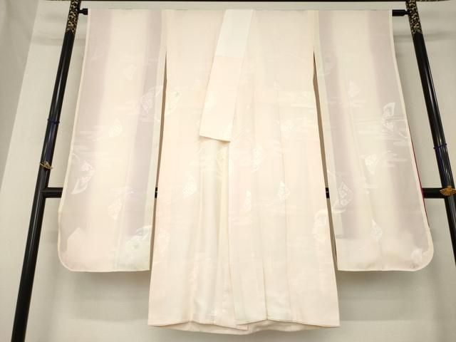 平和屋着物●振袖用長襦袢　袷　扇面花地紋　暈し染め　正絹　逸品　AABL3602ck