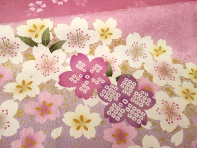 平和屋着物●豪華振袖　舞桜　金彩　正絹　逸品　AABL3604ck