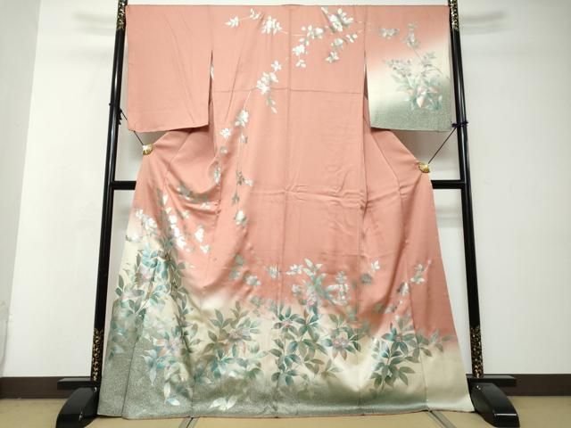 平和屋着物●螺鈿作家　藤本隆士　訪問着　螺鈿　草花文　暈し染め　金銀彩　ロング丈　正絹　逸品　DABI2938ud 40,560円
