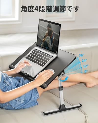 SAIJI ベッドテーブル ベッド デスク ラップデスク 折りたたみ机 ミニ机「安定性強化版」ローテーブル ベッド机 ノートPCパソコン机 ちゃぶ台 角度 高さ調整 引き出し付き 40kg荷重 脱着不要 表面PVC加工 軽量 勉強 子供食事 K7-M (ブｍａ